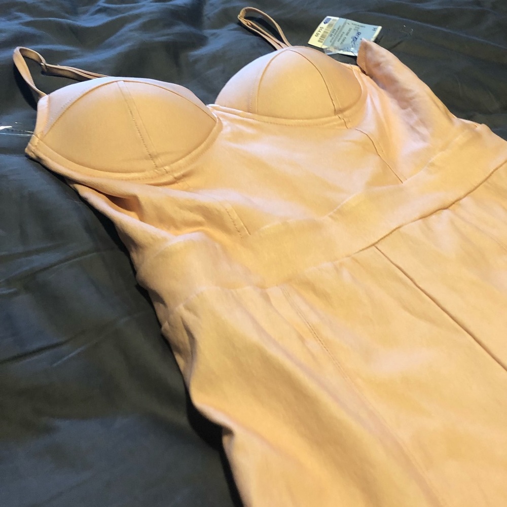 Pleather body suit- cream/pink
